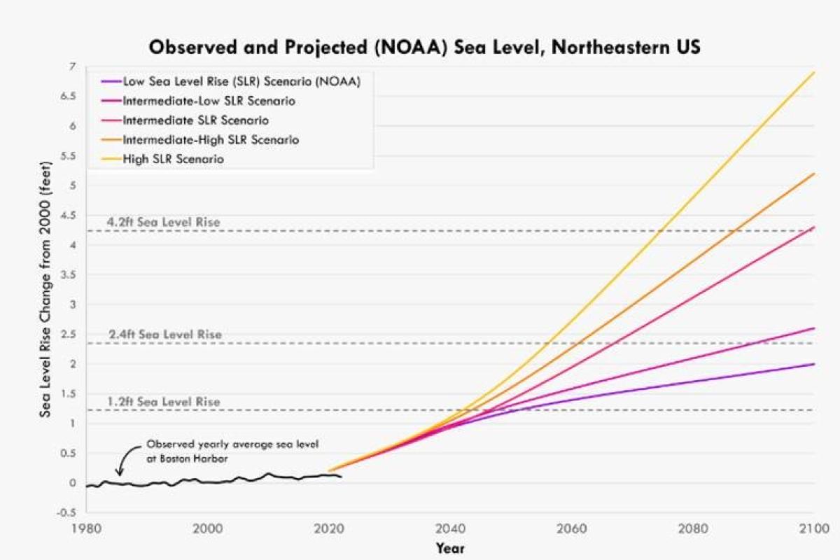 NOAA Projections (2022) Sea Level Rise NE US